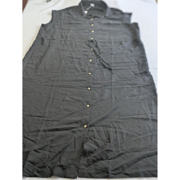 Old Navy Dresses & Skirts - Old Navy Shirt Dress Midi Sleeveless Black Slits XL Tall Classic Beachy Resort